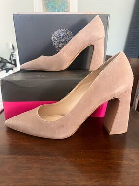 PRICE DROP!!! Vince Camuto Blush Pink Suede Pointed Block Heel Pumps